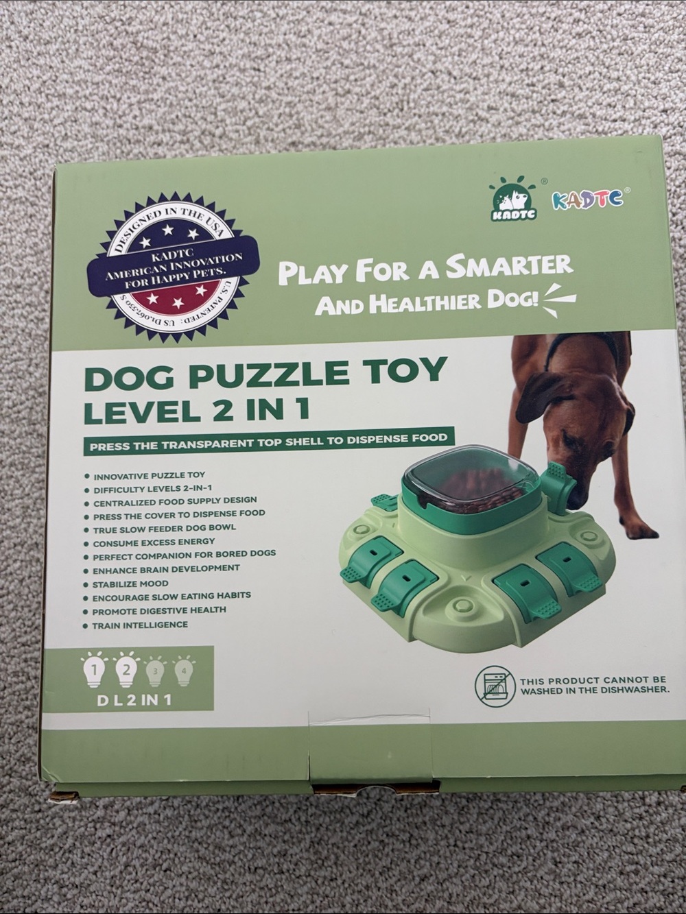 ADT Green Interactive Dog Puzzle Toy Level 2 in 1